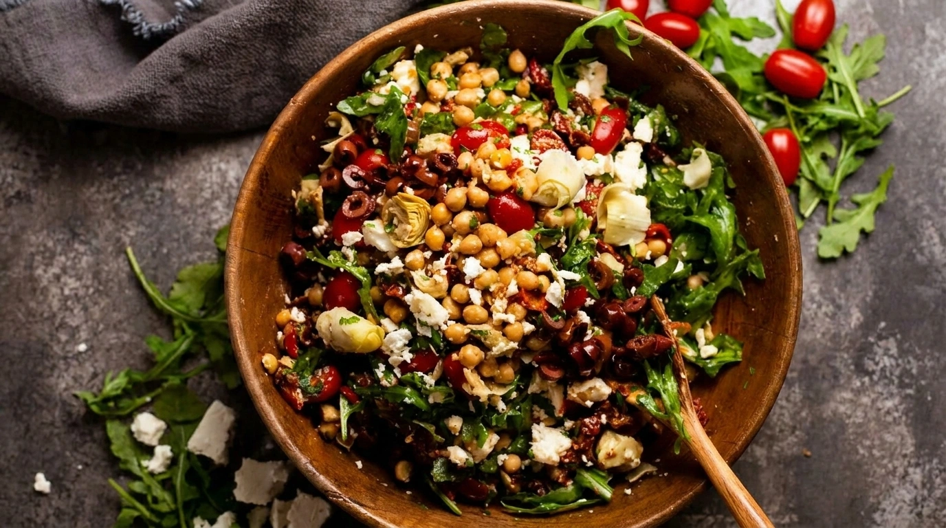 Antipasto kikärtssallad med italiensk vinägrett